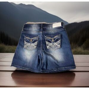 Hydraulic Women's Nolita Jean Shorts 6 Denim Flap Pocket Heavy Stitch 5 Pocket